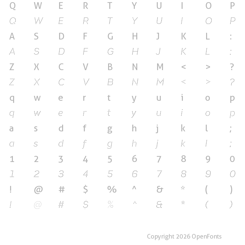 Character Map of Punto Light-Italic