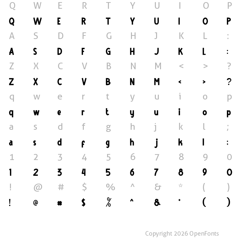 Character Map of PUNY Regular
