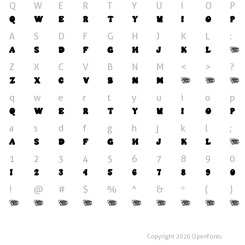 Character Map of Pure Love Regular