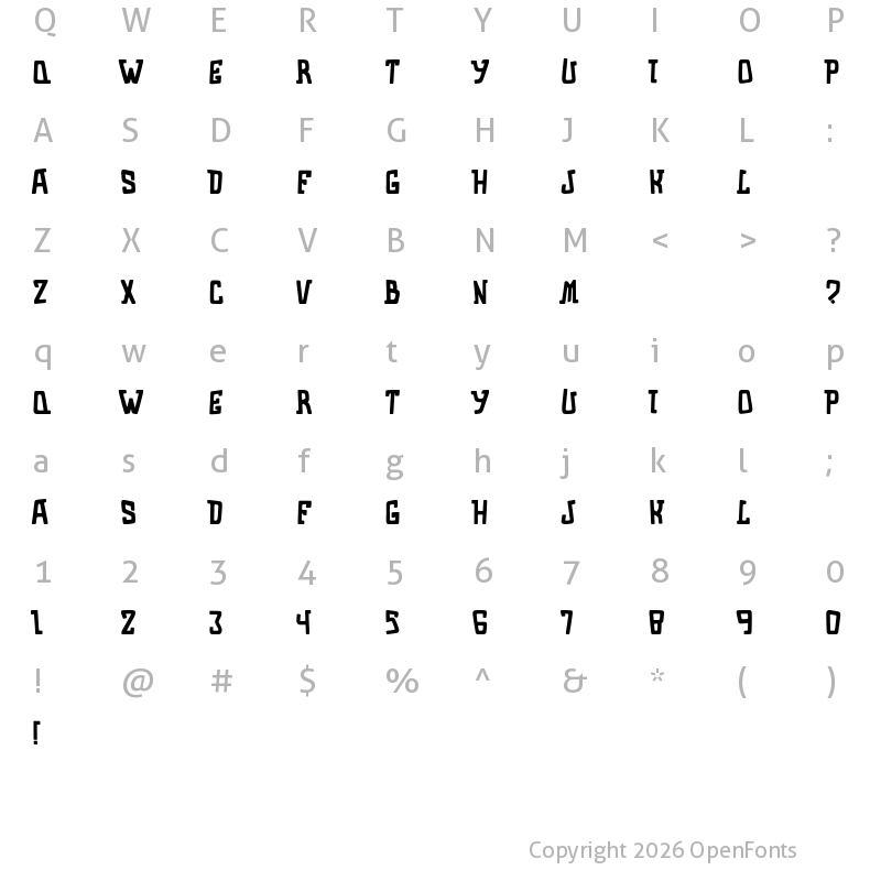 Character Map of Pureta Regular