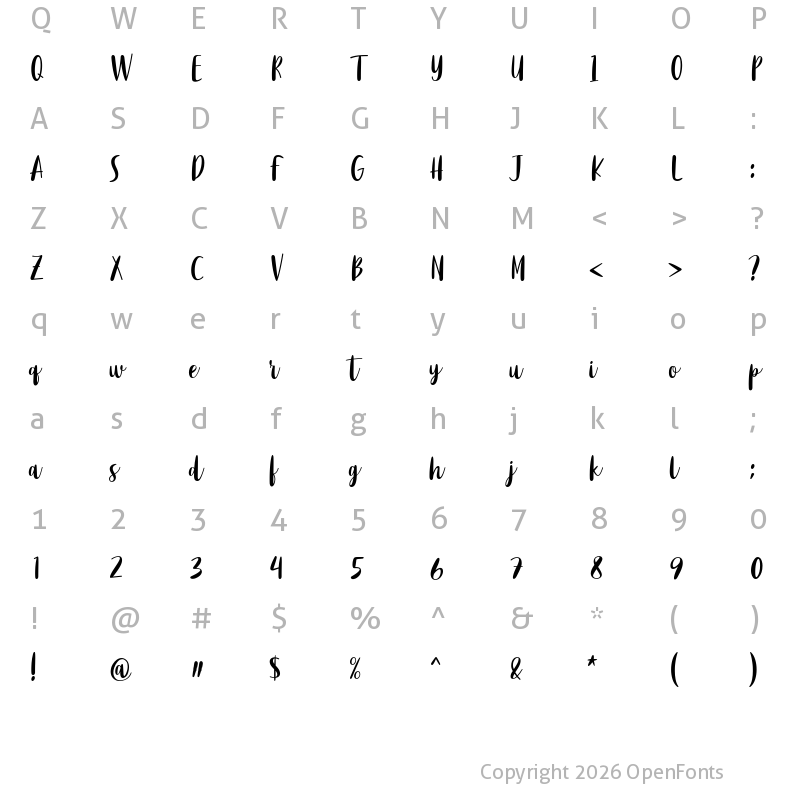 Character Map of Purple River Regular