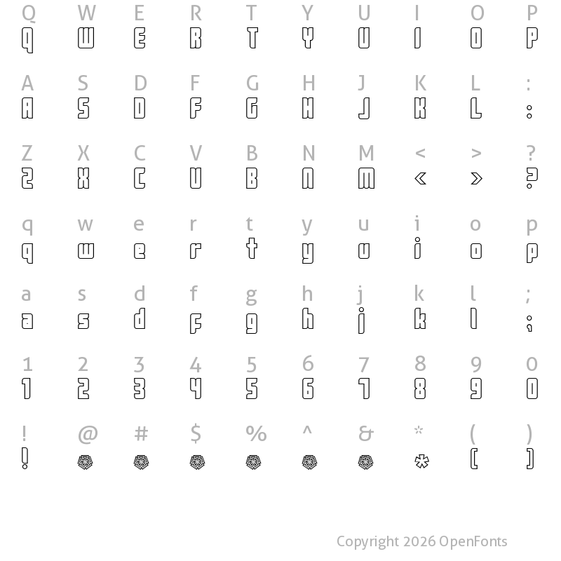 Character Map of Push2 Regular