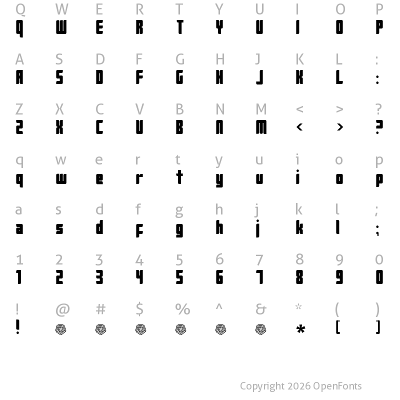 Character Map of Push2Black Regular