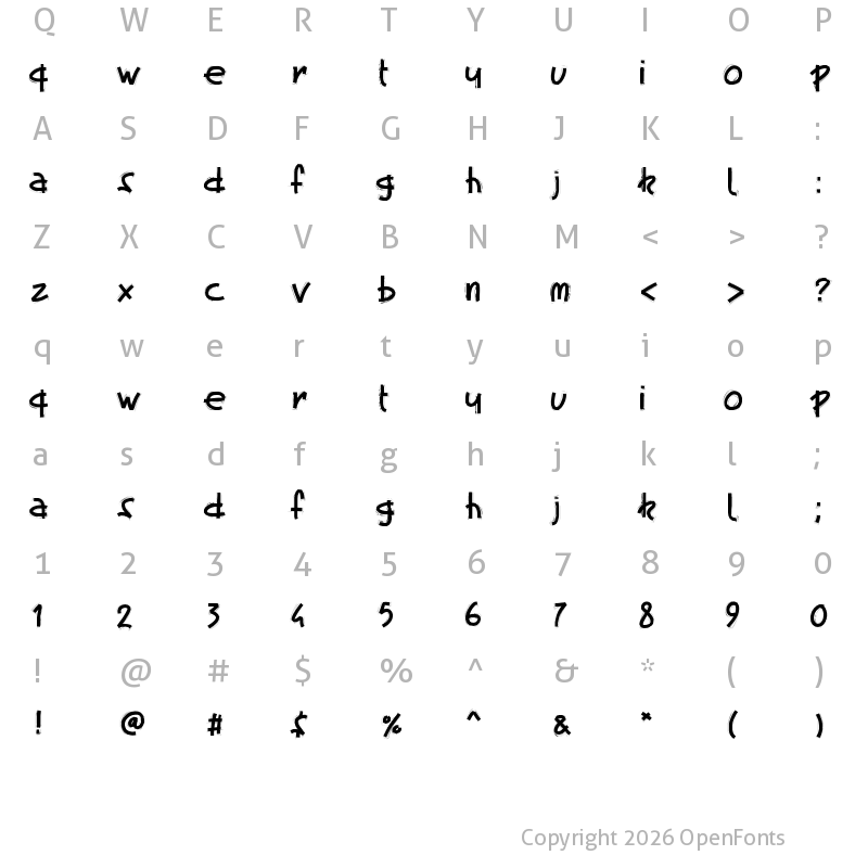 Character Map of PWFatscratch Medium
