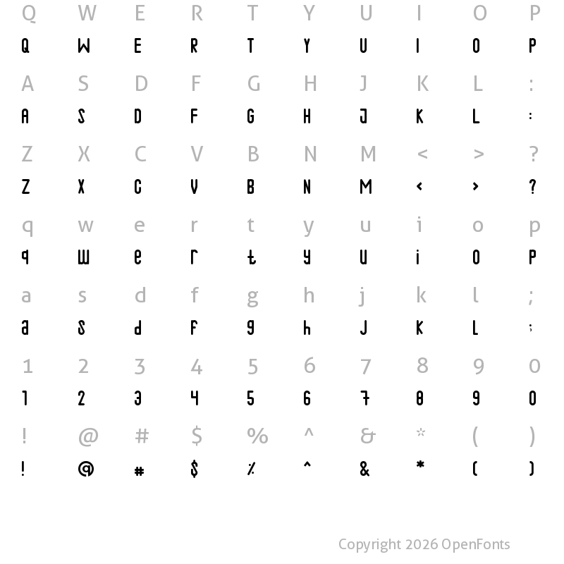 Character Map of Qalin Regular