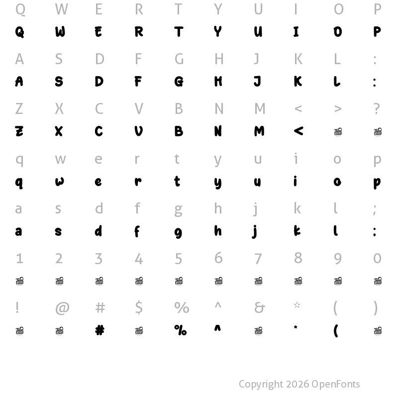 Character Map of Qandas Personal use Bold