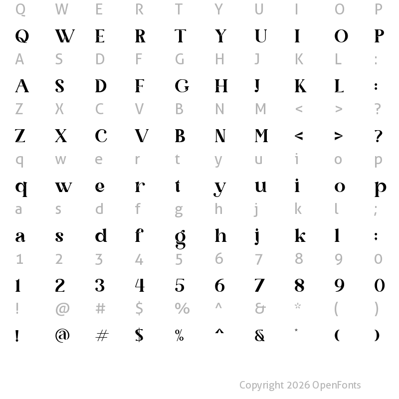 Character Map of Qanect Elegant Regular