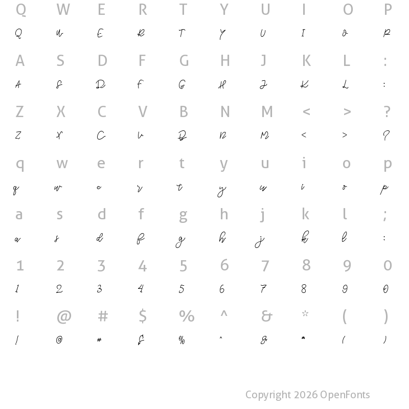 Character Map of Qasteria demo Regular