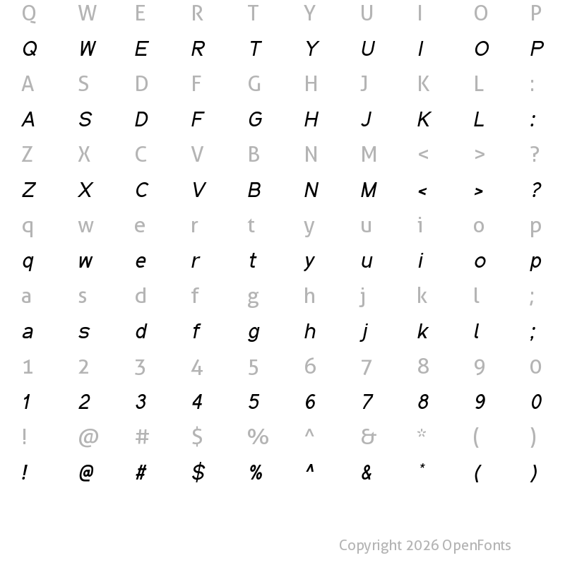 Character Map of Qaz Italic