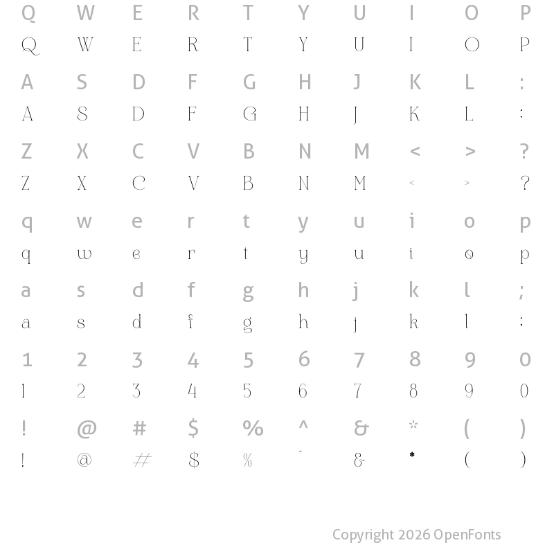 Character Map of Qefila Regular