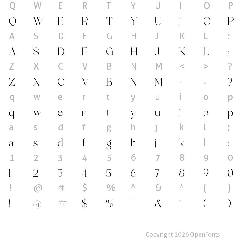 Character Map of Qeinsha Regular