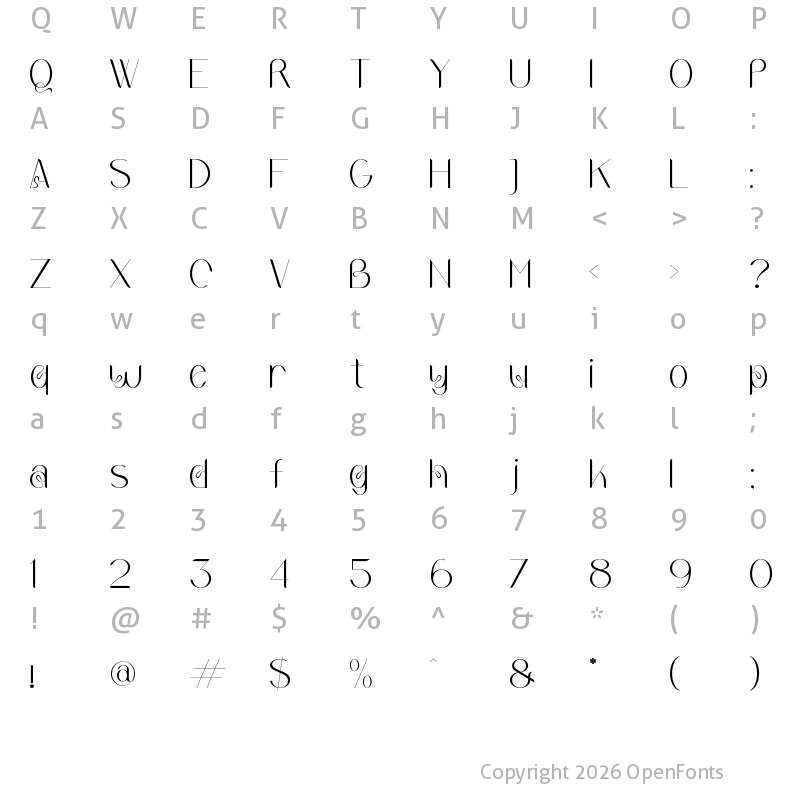 Character Map of Qelista Regular
