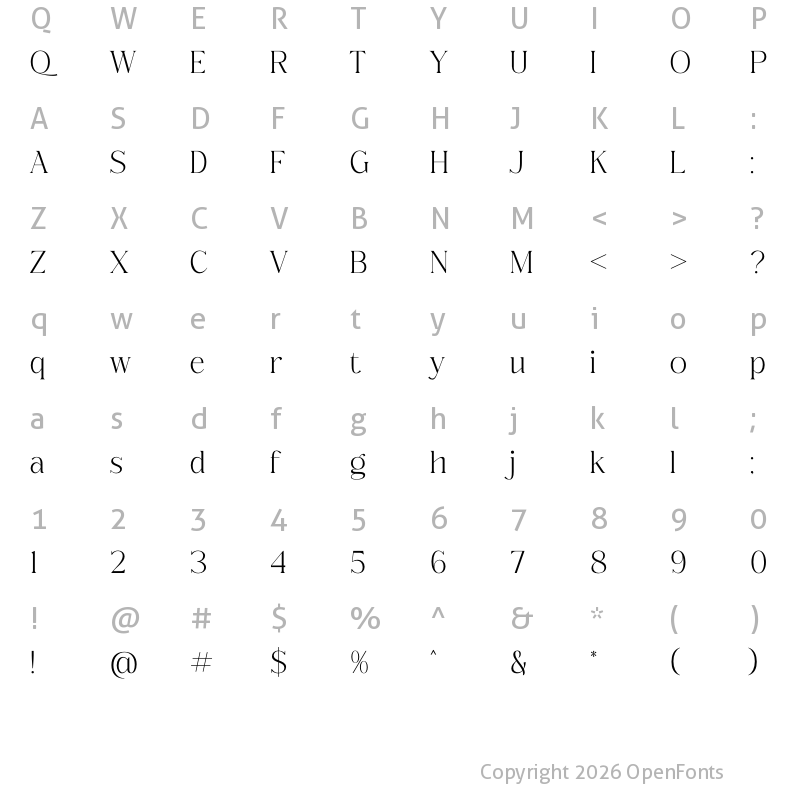 Character Map of Qeraldin Regular