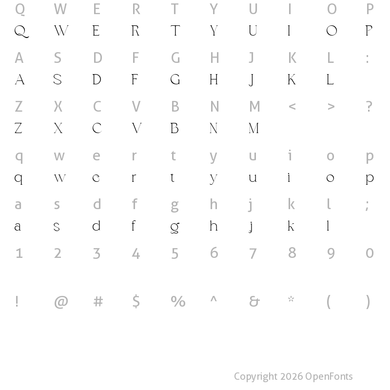 Character Map of QESTERO Regular