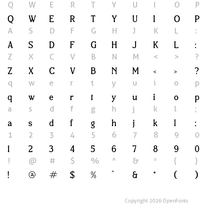 Character Map of Qetalon Regular