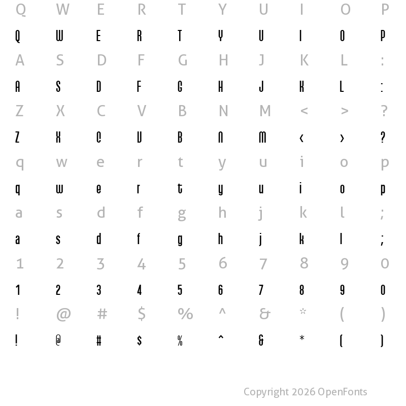 Character Map of Qhytsdakx Regular