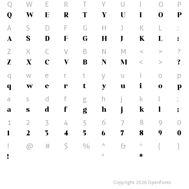 Character Map of Qia Display Black