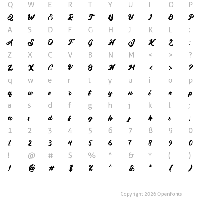Character Map of Qickie Regular