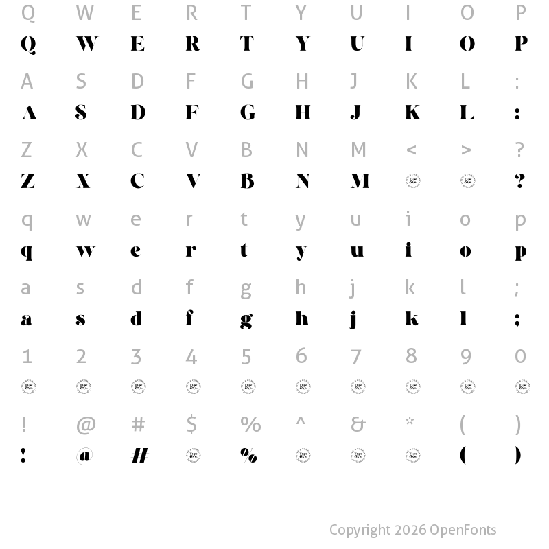 Character Map of Qillo Demo Version Regular