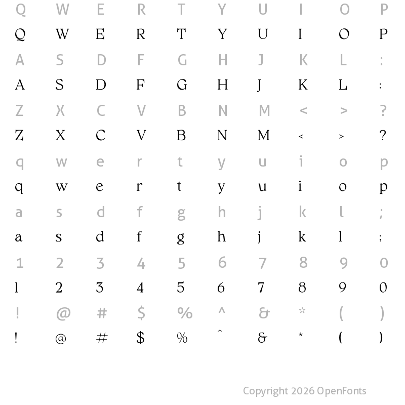 Character Map of Qimano Regular