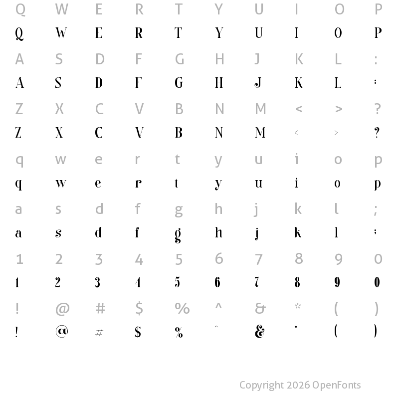 Character Map of Qinora Regular