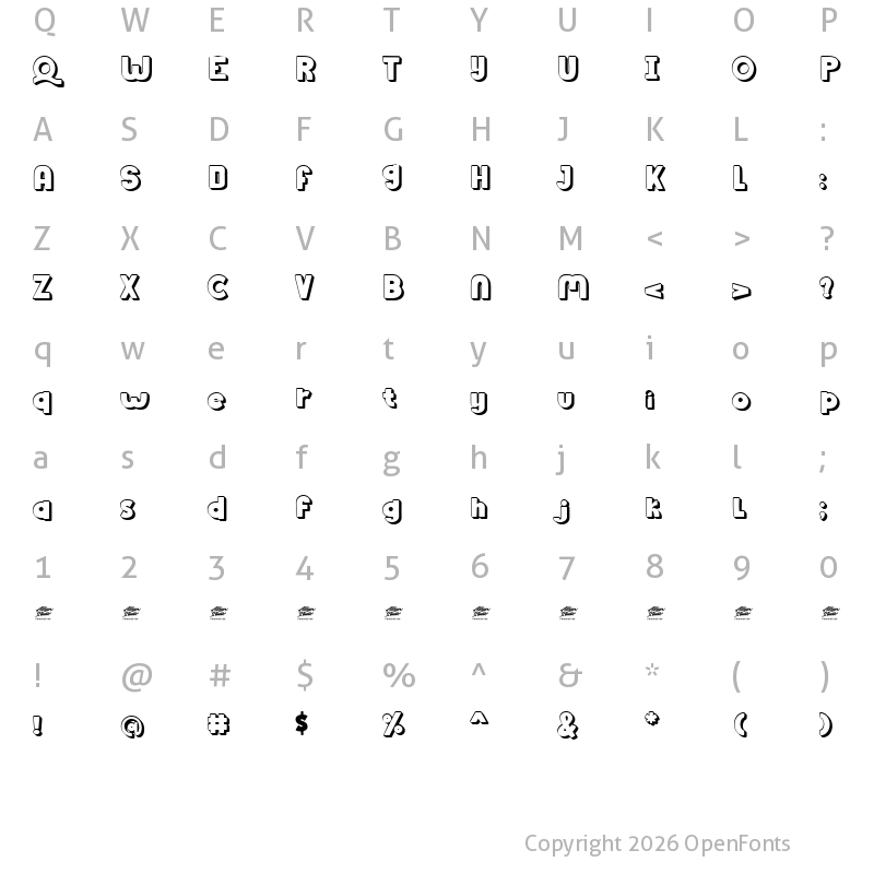 Character Map of Qinzy Extruded - Personal Use Regular