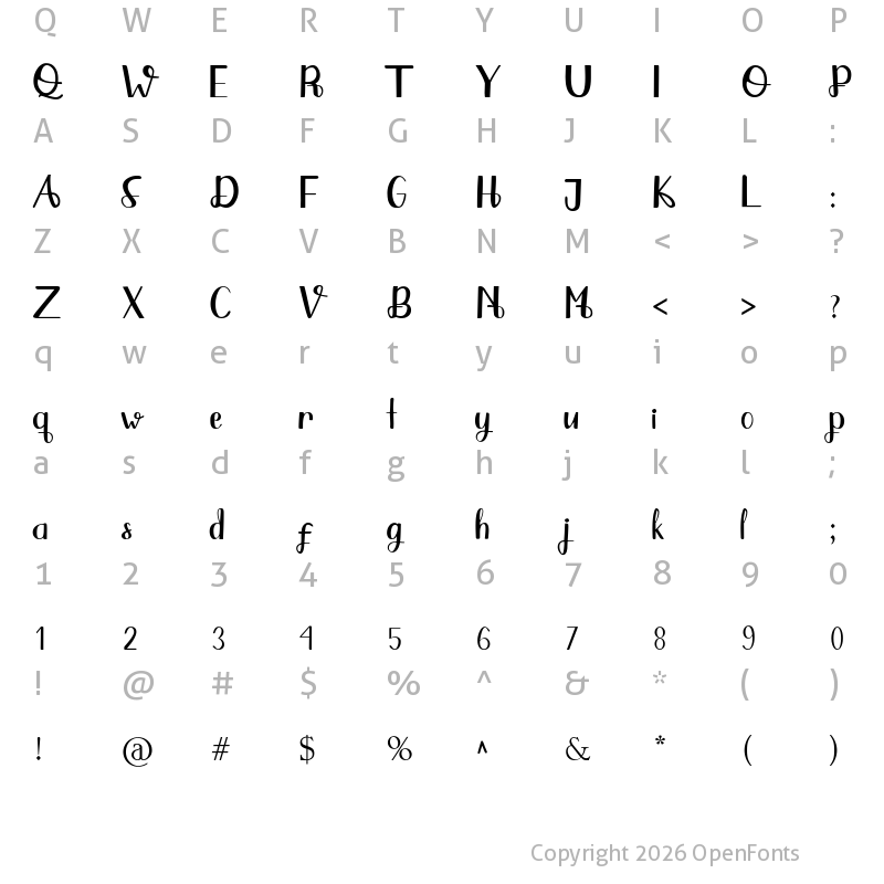 Character Map of Qlinsey Regular