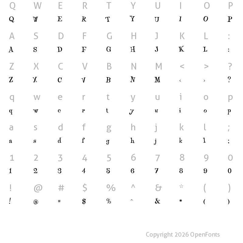 Character Map of Qraxy Regular
