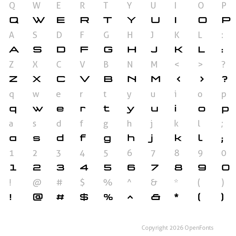 Character Map of QType Extd Medium
