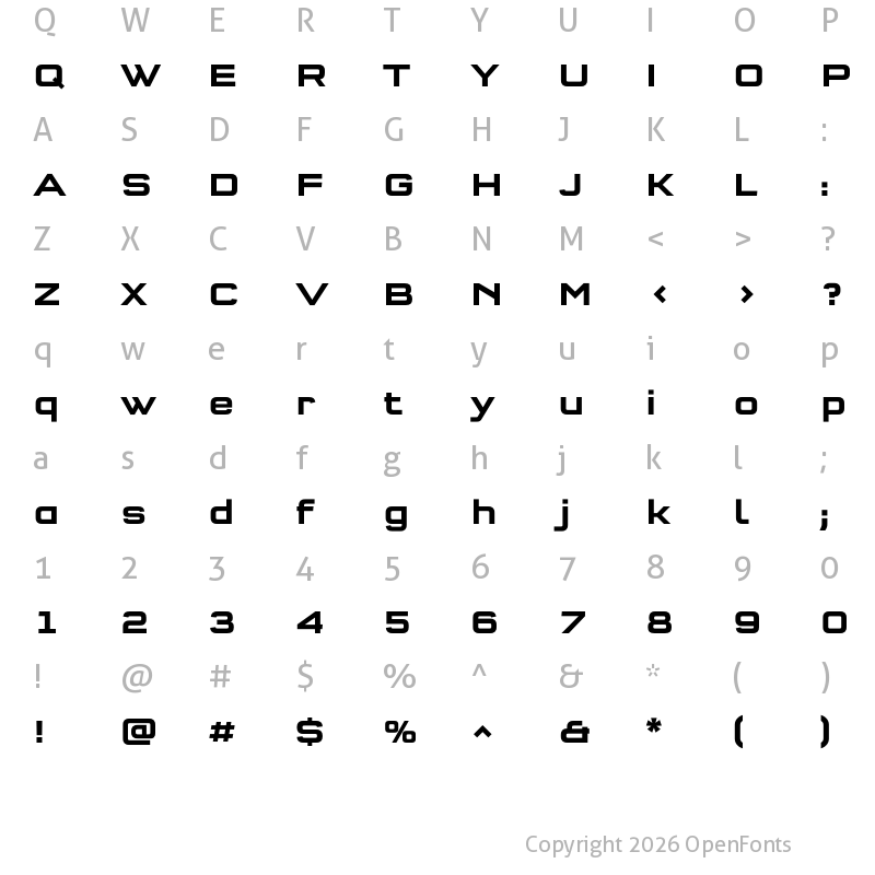 Character Map of QType SeExt Bold