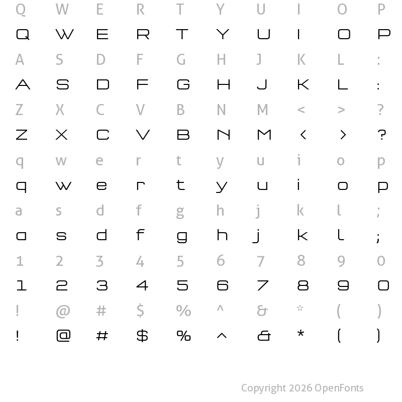 Character Map of QType SeExt Light
