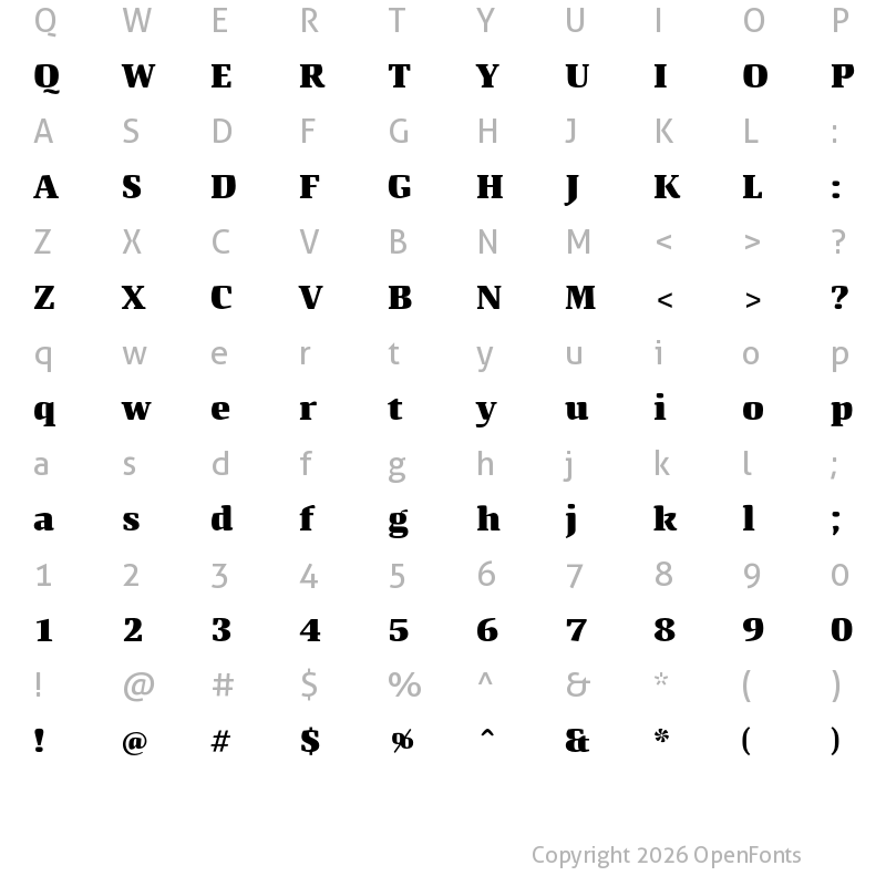 Character Map of Quador Display ExtraBold