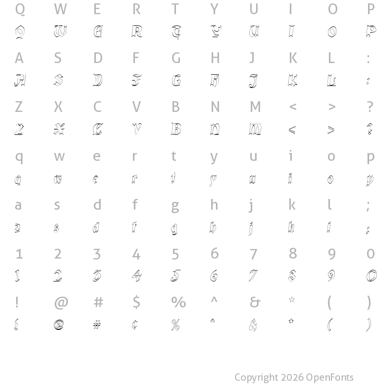 Character Map of QuaelGothicHollow Regular