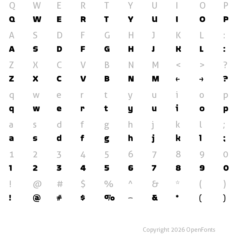 Character Map of Quagmire Bold
