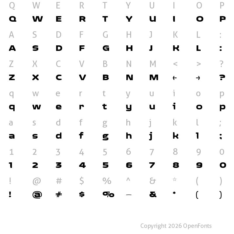 Character Map of QuagmireExtended Bold