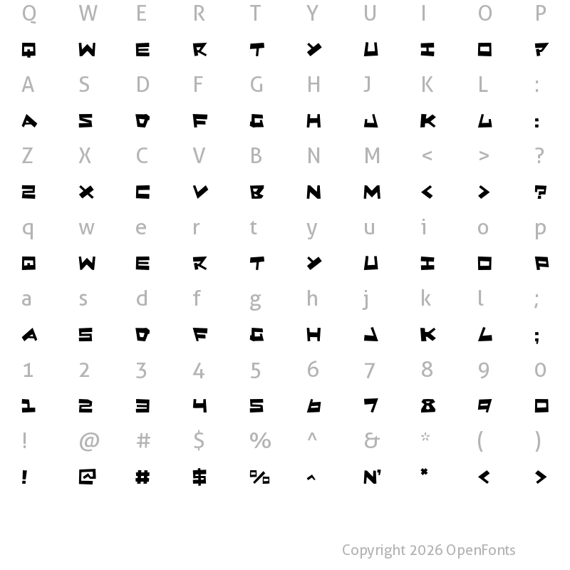Character Map of Quake & Shake Regular