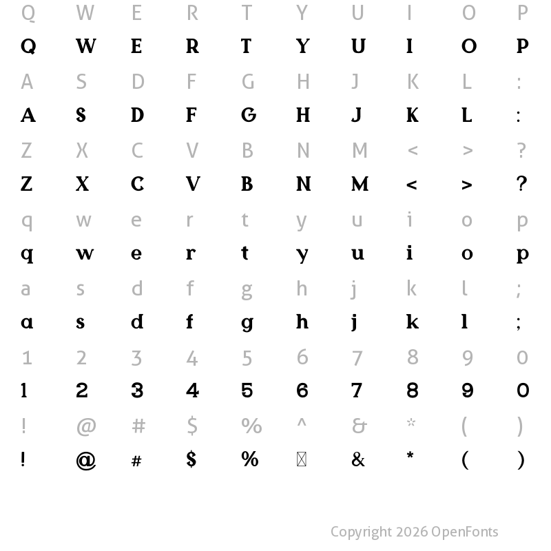 Character Map of Qualiyun Regular