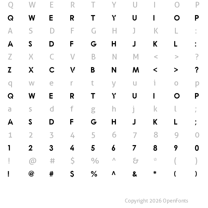 Character Map of Qualy Bold