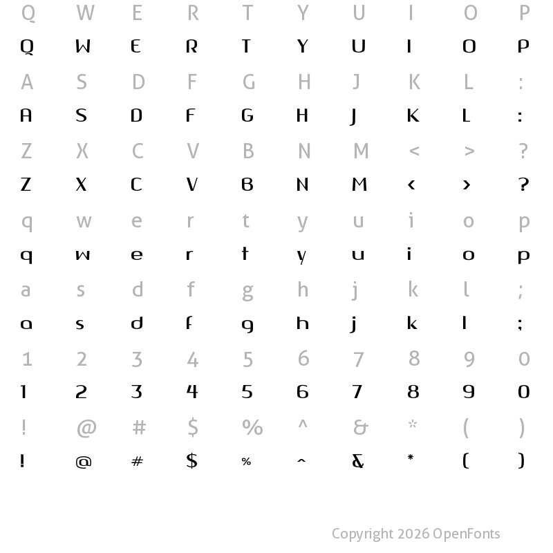 Character Map of Quango Bold