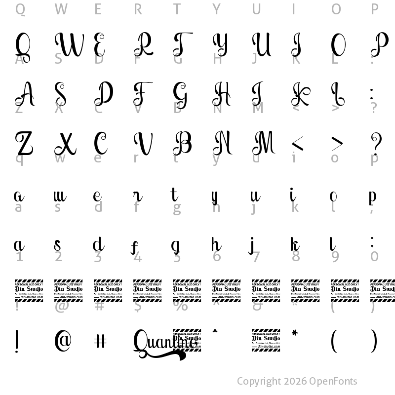 Character Map of Quantine Personal Use Regular