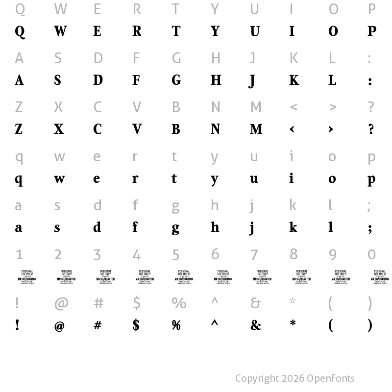 Character Map of Quanton PERSONAL USE ONLY Black