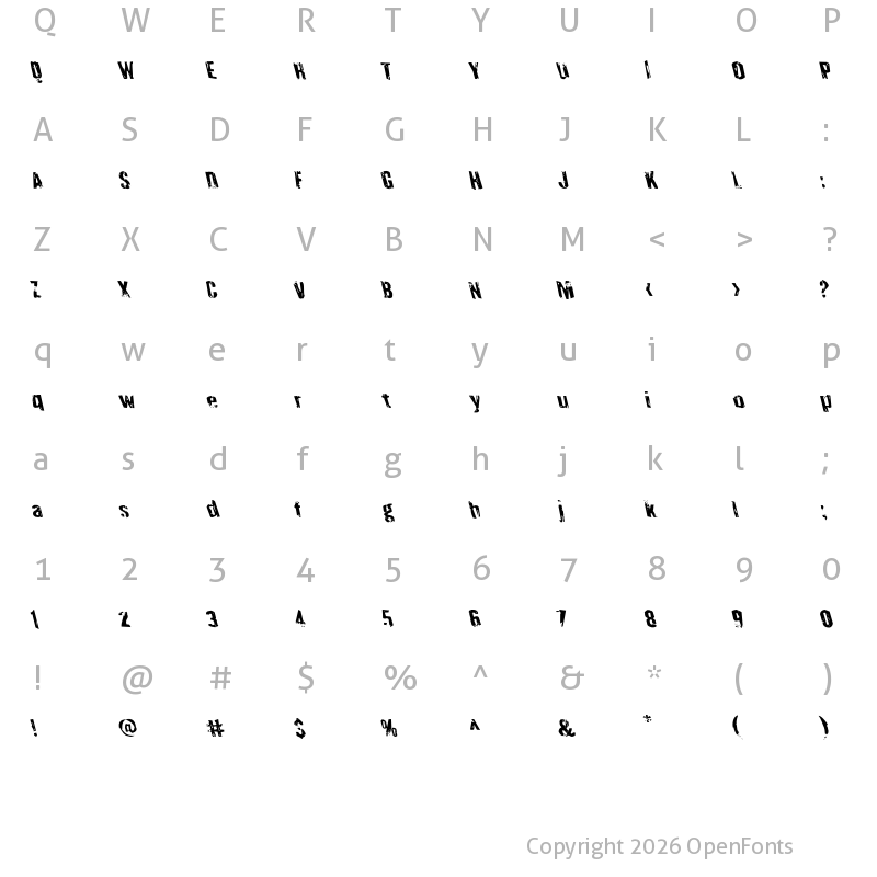 Character Map of Quarrystone Leftalic Italic