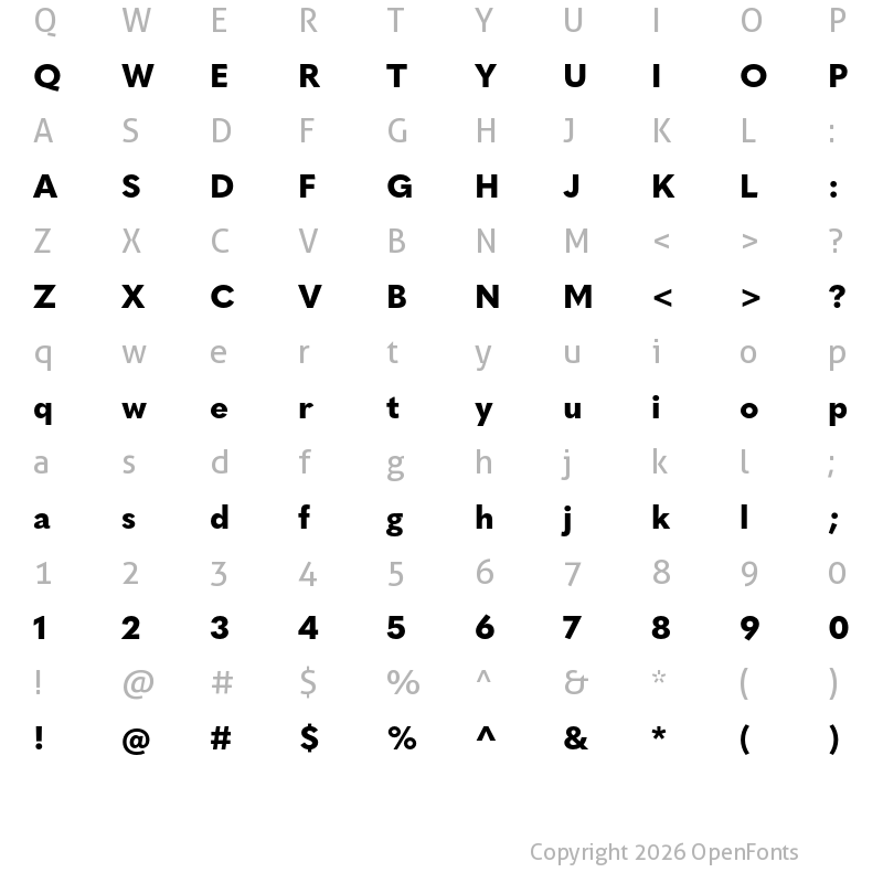 Character Map of Quasimoda ExtraBold