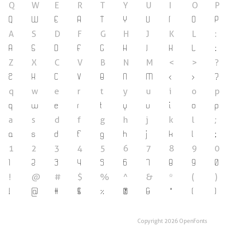 Character Map of Quattro Light