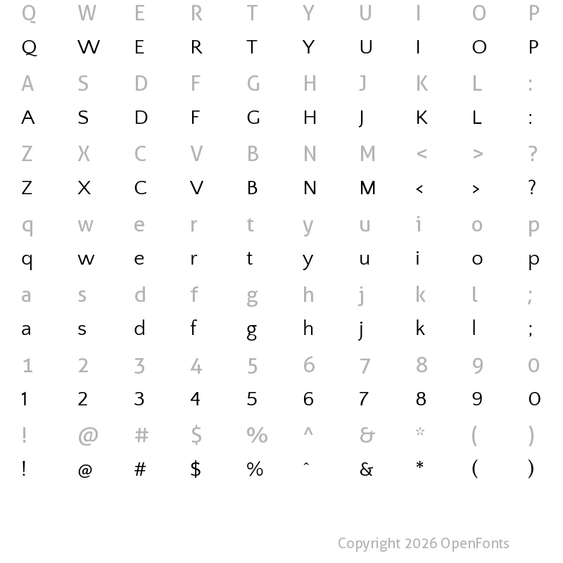 Character Map of Quattrocento Sans Regular