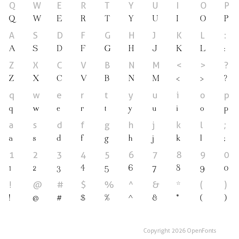 Character Map of Quaver Serif Regular