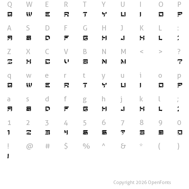 Character Map of Qubio Shadow Regular