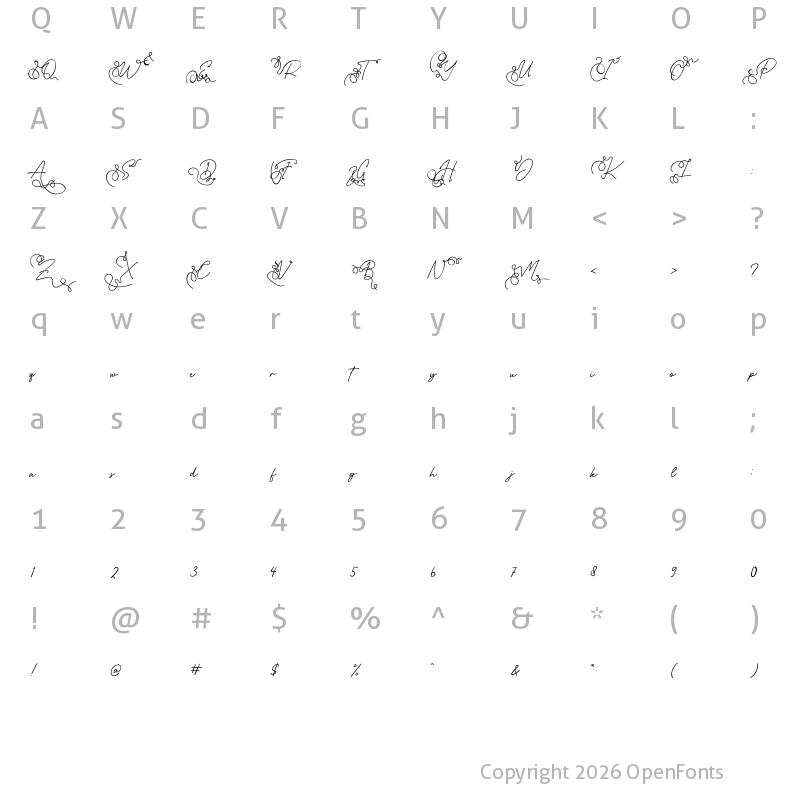 Character Map of Queen Diana Regular