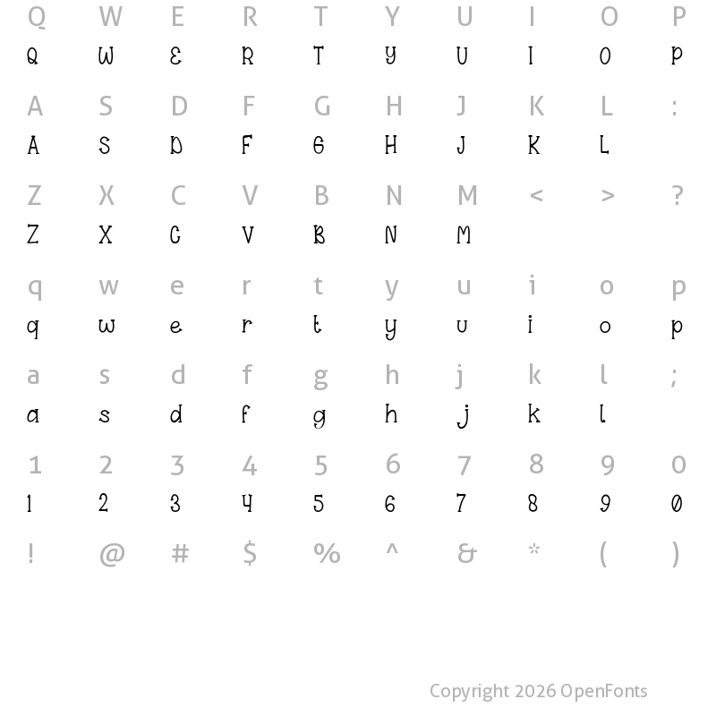 Character Map of Queen Sipur Demo Regular