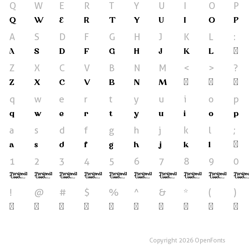 Character Map of Queenaldo Personal Used